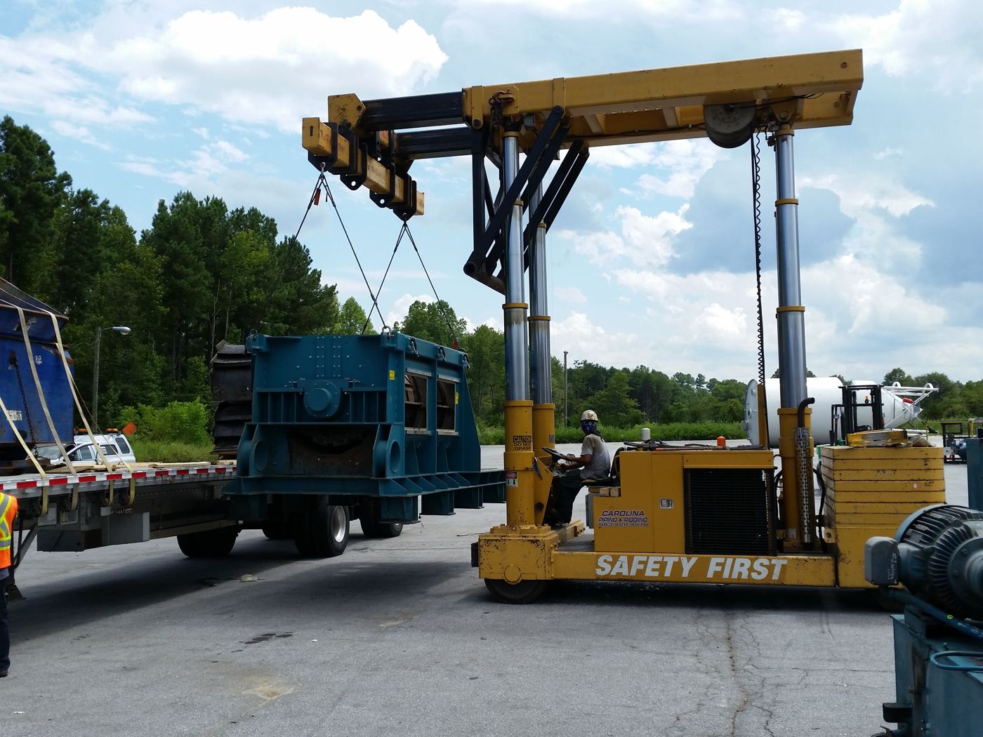Machine moved on a Versa-Lift